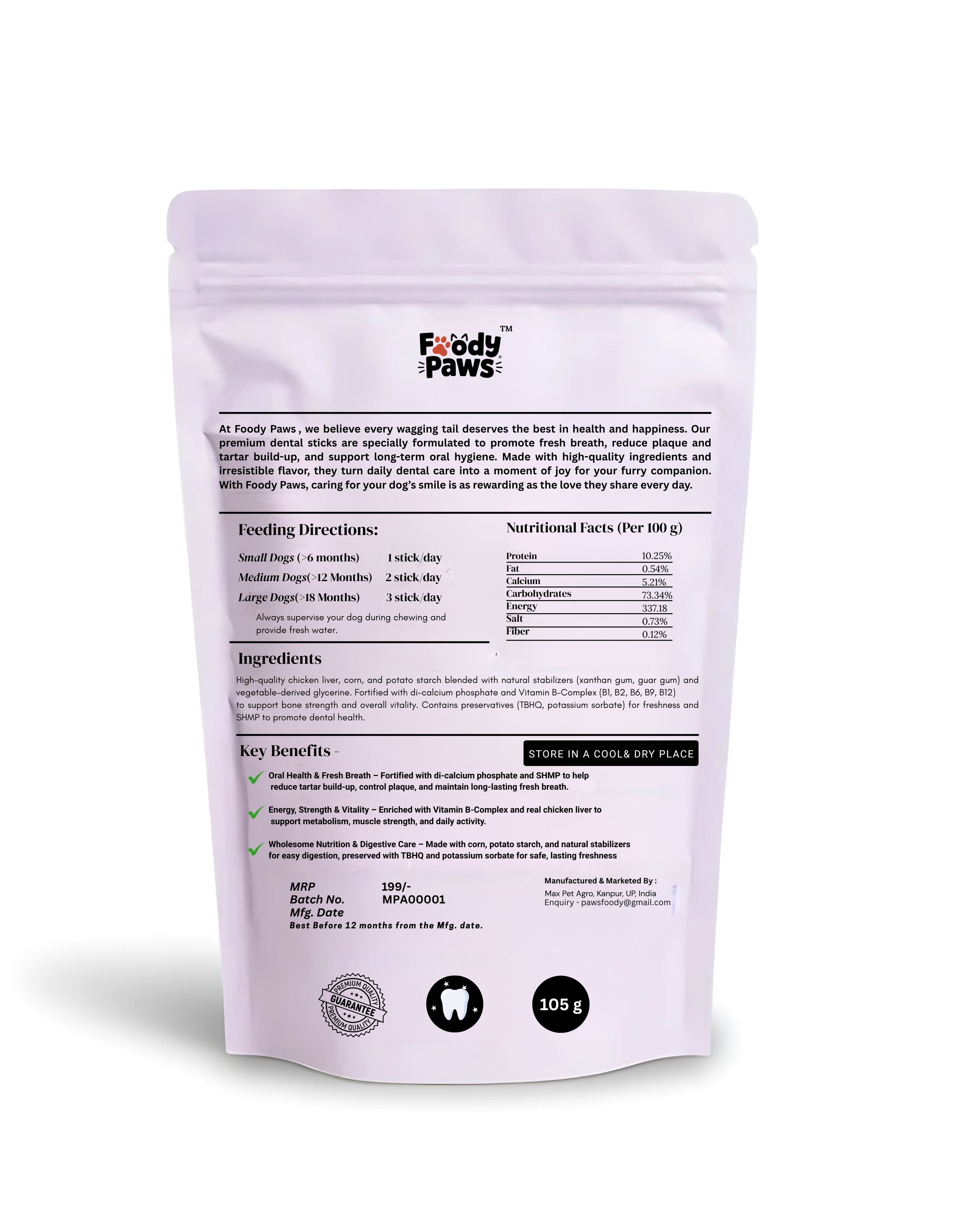 Foody Paws Dental Sticks┃Beetroot Flavour