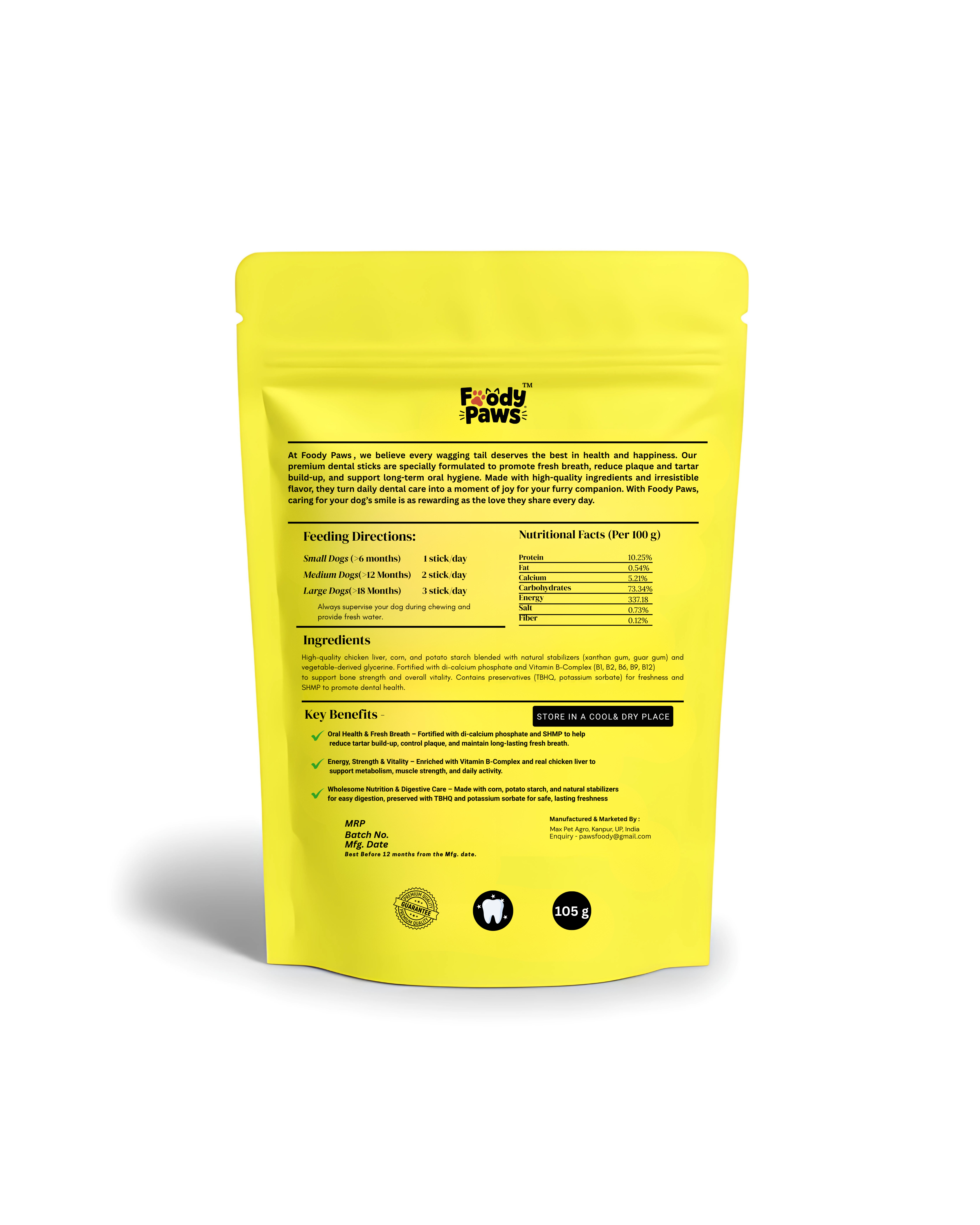 Foody Paws Dental Sticks┃Banana Flavour